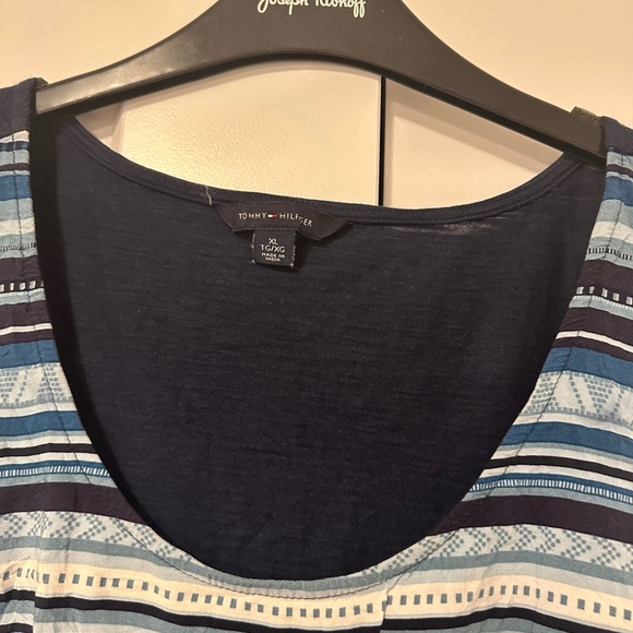 Tommy Hilfiger A-Line Dress Navy Blue White Stripe Sleeveless Size Extra Large - Picture 5 of 10